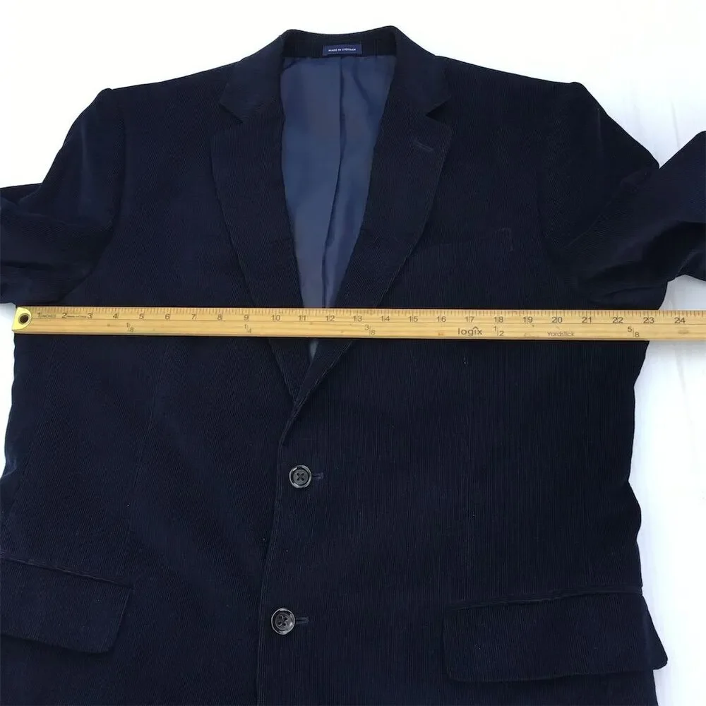 Stafford Men's Navy Corduroy Blazer Size 44‎ Classic Formal Jacket